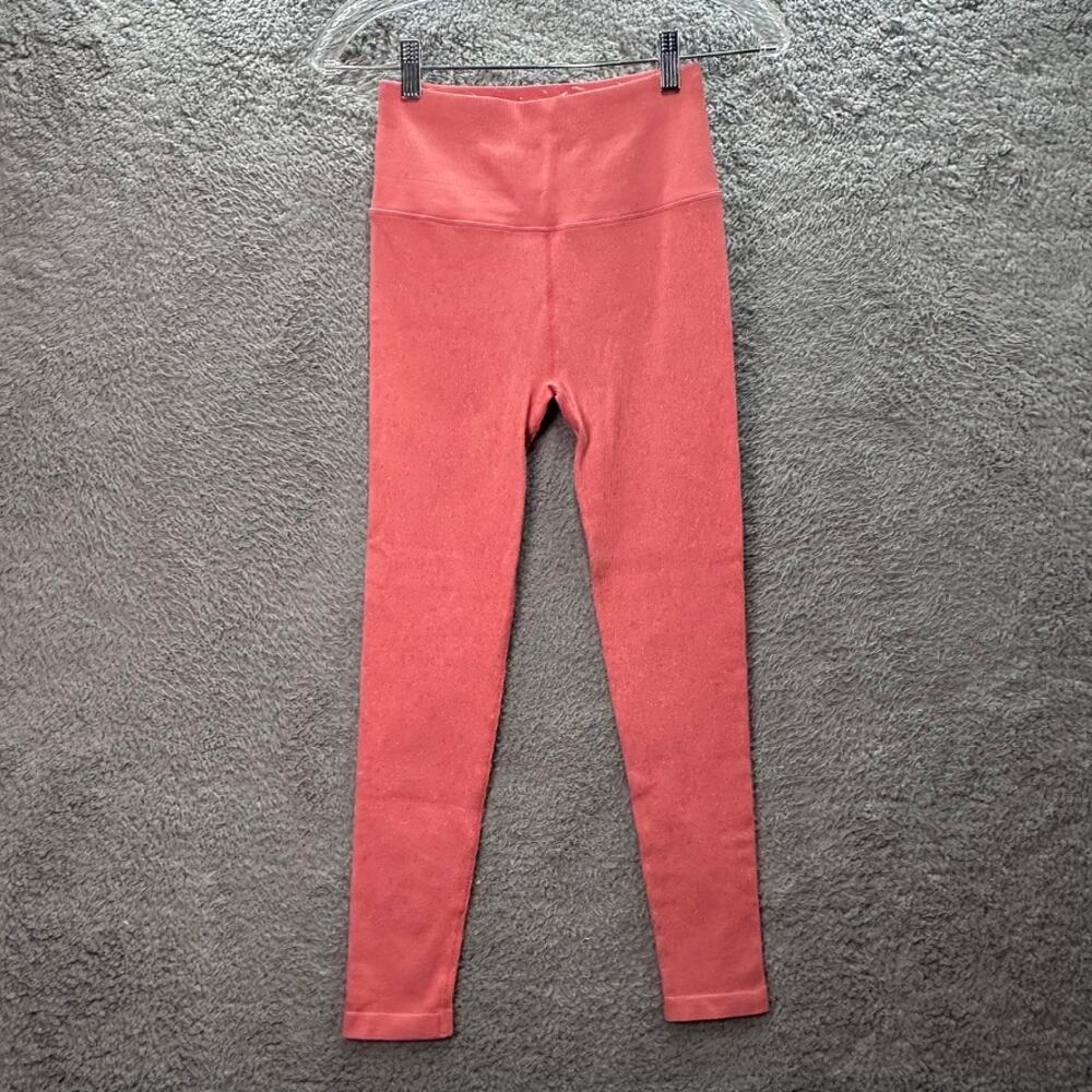 Spiritual Gangster Women's S/XS Leggings Peach High Rise Ribbed Texture Cropped